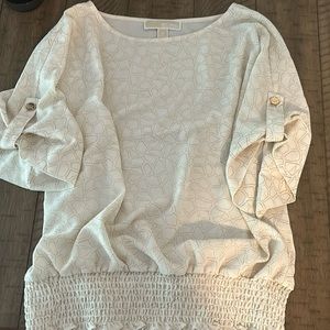 Michael by michael kohrs top scrunched waist animal print cream size m